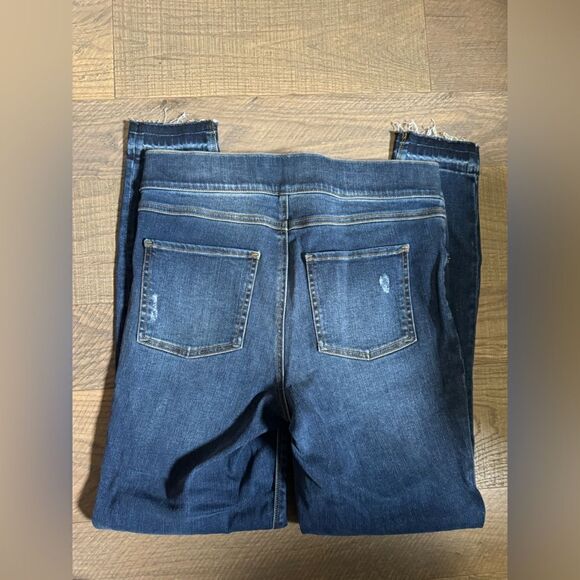Spanx Distressed Ankle Skinny Jeans, Medium Wash Pull On Size Large - Picture 11 of 15